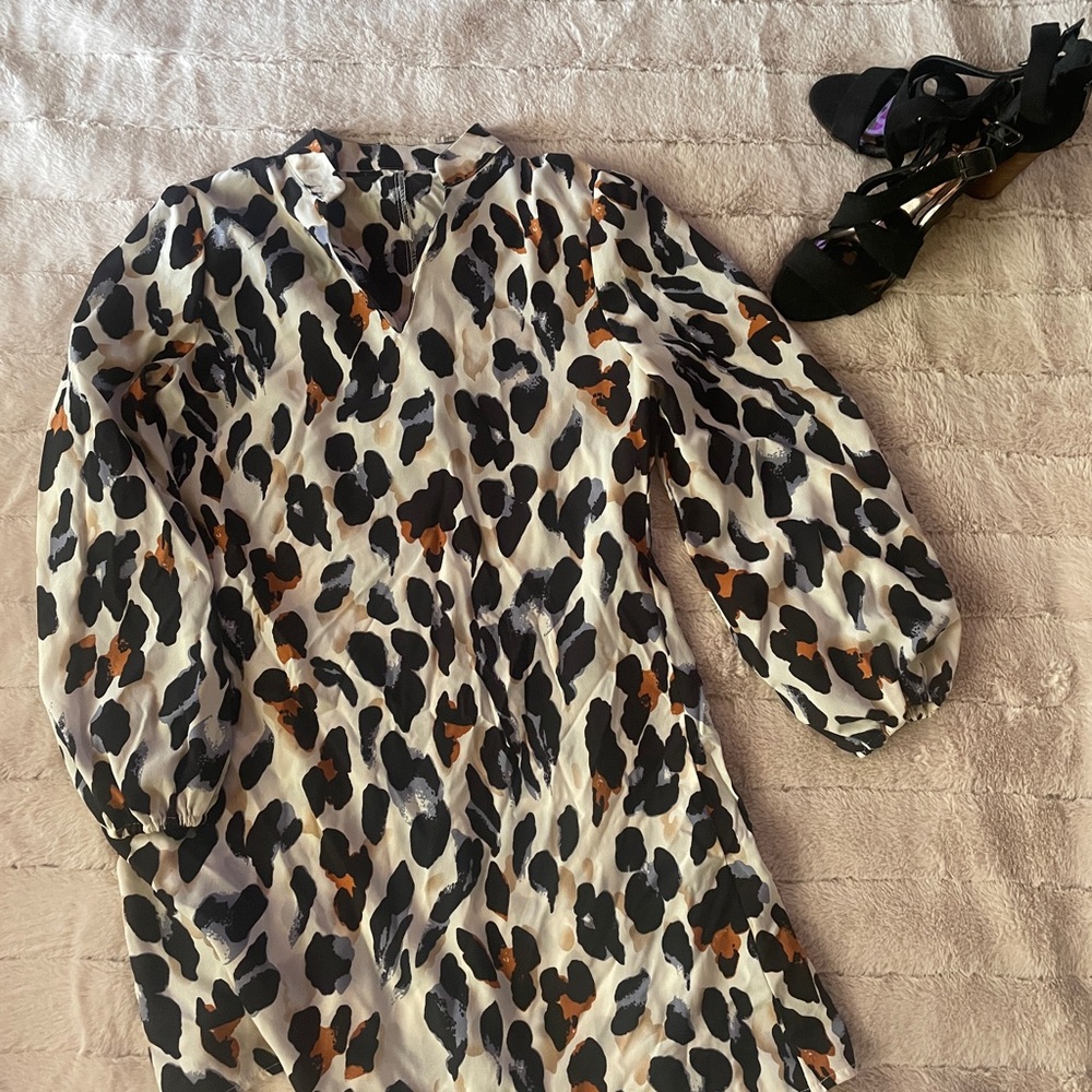 Bold Leopard Print Long Sleeve Dress